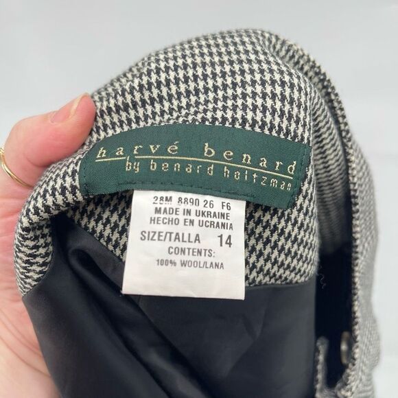 Harve Benard Womens Pencil Straight Skirt Houndstooth Stretch Black White 14 - Picture 6 of 11